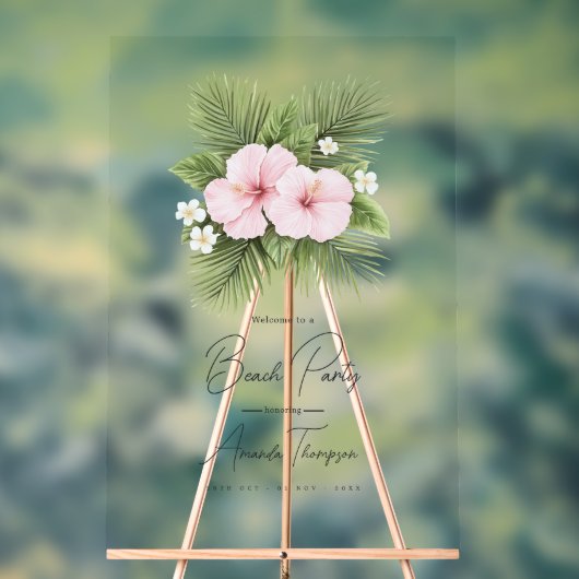 Coastal Chic Transparent Beach Party Welcome Acryl Bord (Neutraal)