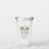 Coastal Christmas Palm Trees With Hammock Acryl Drinkbeker (Achterkant)