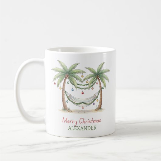 Coastal Christmas Palm Trees With Hammock Koffiemok (Links)