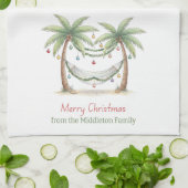 Coastal Christmas Palm Trees With Hammock Theedoek (Gevouwen)