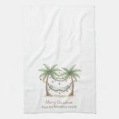 Coastal Christmas Palm Trees With Hammock Theedoek (Verticaal)
