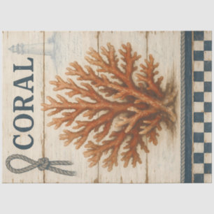 Coastal Coral Decoupage voor nautische zomerdeco Tissuepapier