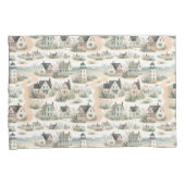 Coastal Cottage Lighthouse Pattern Kussensloop (Voorkant-Rechts)
