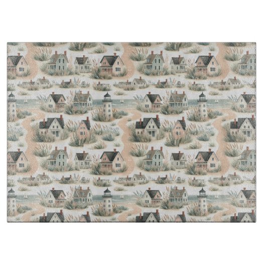 Coastal Cottage Lighthouse Pattern Snijplank (Voorkant)