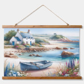 Coastal Cottage Seaside Rowboat Hangend Wandkleed (Voorkant)