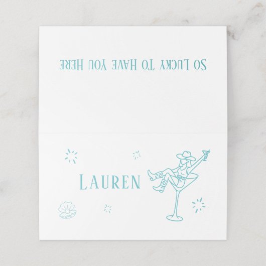 Coastal Cowgirl Bachelorette Gevouwen Plaats Kaart (Buitenkant ongevouwen)