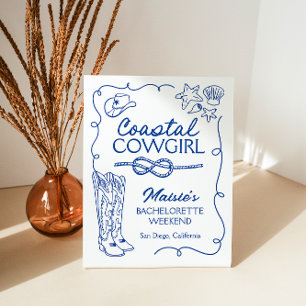 Coastal Cowgirl Bachelorette Weekendteken Reclamebord Met Voetstuk