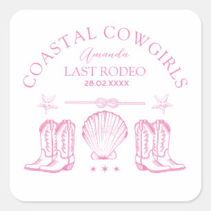 Coastal Cowgirl Boots Western Bachelorette Party Vierkante Sticker