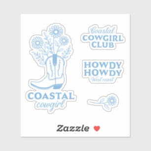 Coastal Cowgirl esthetische blauwe bloemenbundel p Sticker
