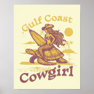 Coastal Cowgirl Mermaid Art Print Poster