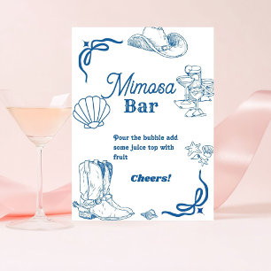 Coastal Cowgirl Ocean Bachelorette Mimosa Bar Menu Reclamebord Met Voetstuk
