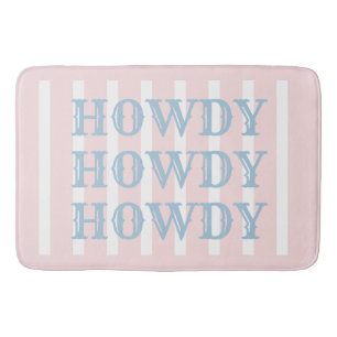 Coastal Cowgirl Pink Stripes Howdy Badmat