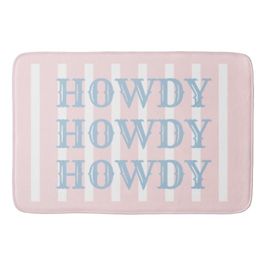 Coastal Cowgirl Pink Stripes Howdy Badmat (Voorkant)
