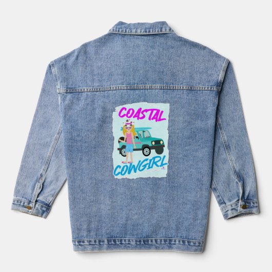 Coastal Cowgirl Trend Grappige Design Kunst Denim Jacket (Achterkant)