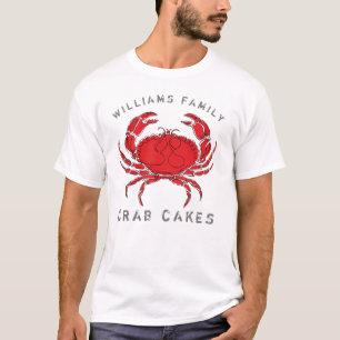 Coastal Crab Cakes Monogramed Familienaam T-shirt