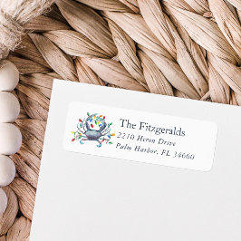 Coastal Crab Christmas Holiday Return Address Etiket
