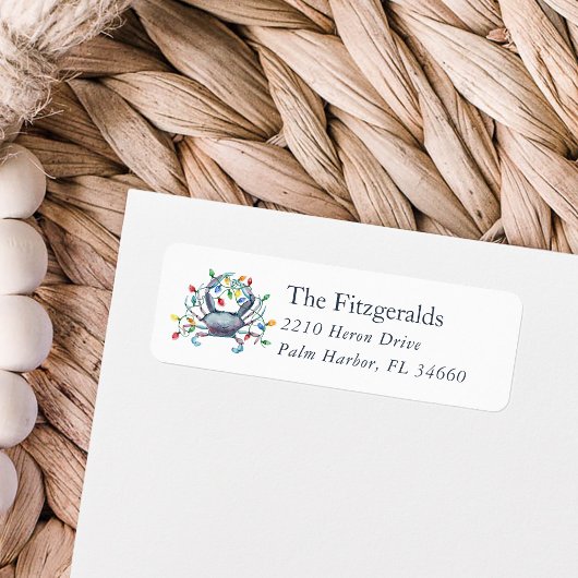 Coastal Crab Christmas Holiday Return Address Etiket
