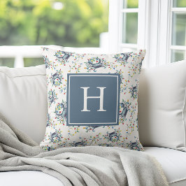 Coastal Crab Christmas Lights Monogram Kussen