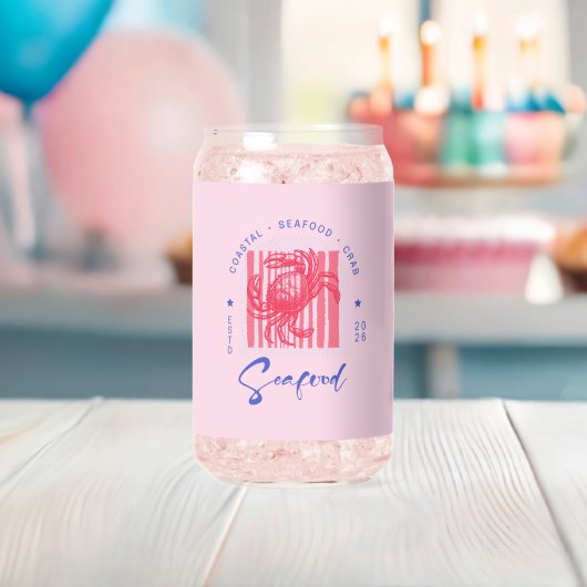 Coastal Crab Pink Blikvorm Glas (Insitu (Baby Shower))