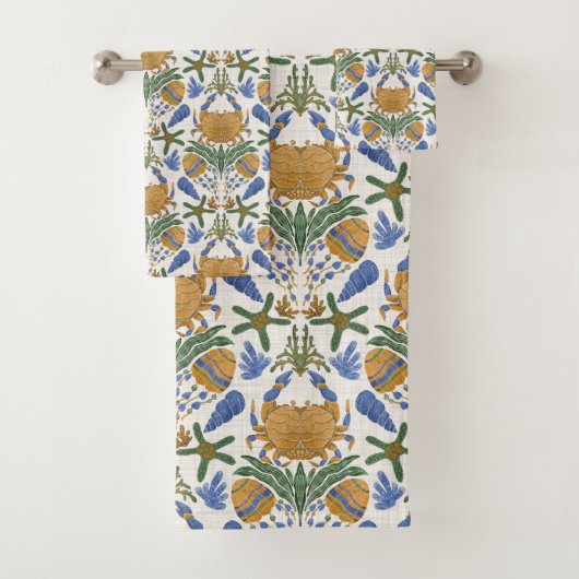 Coastal Crab & Shell handdoekset Bad Handdoek (Insitu)