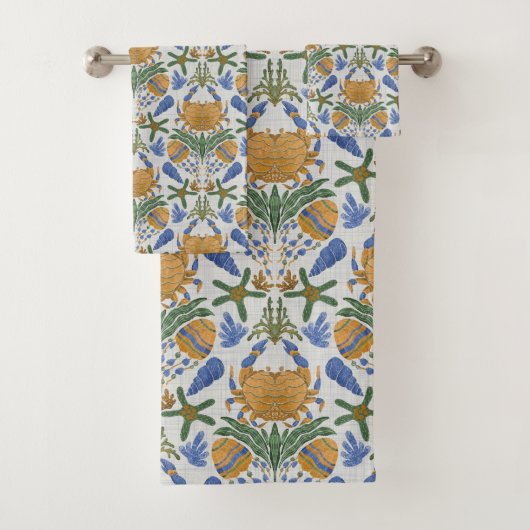 Coastal Crab & Shell handdoekset Bad Handdoek (Insitu)