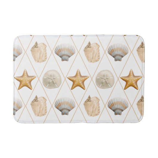 Coastal Decor Seashell Patroon Badmat (Voorkant)