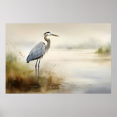 Coastal Elegance: Seashore Crane Waterverf Print (Voorkant)