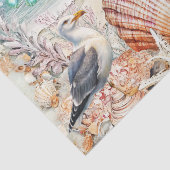 Coastal Floral Seagulls & Seashells Decoupage Tissuepapier (Detail)