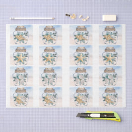 Coastal Floral Seashells in a Jar Decoupage  Tissuepapier