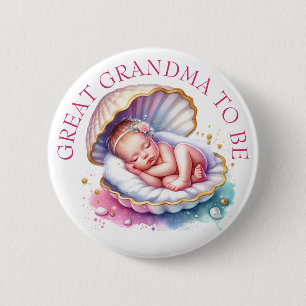 Coastal Girl's Baby shower Grote Oma om te zijn Ronde Button 5,7 Cm