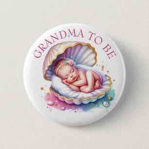 Coastal Girl's Baby shower Oma te worden Ronde Button 5,7 Cm