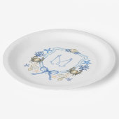 Coastal Grandmillenial krab kalligrafie monogram Papieren Bordje (Gekanteld)