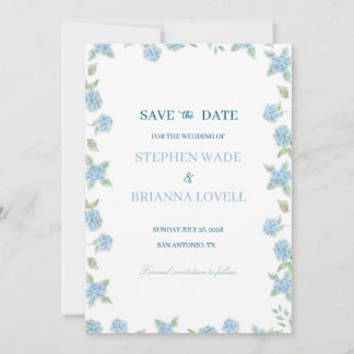 Coastal Hydrangea Save the Date Kaart