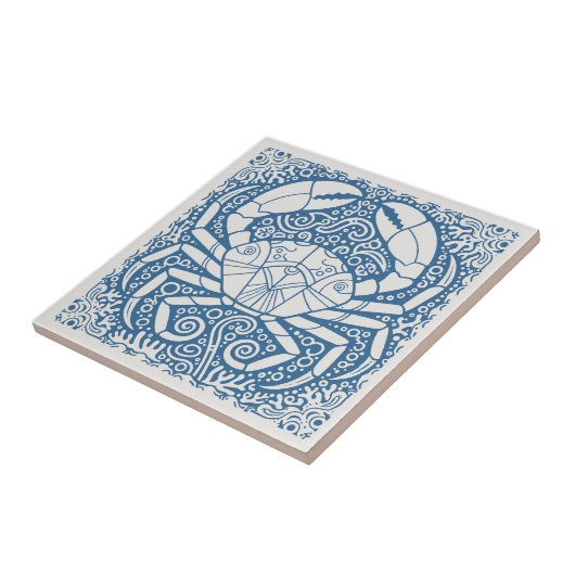 Coastal Life Series Crab Shell Blue D1208 Tegeltje (Zijkant)