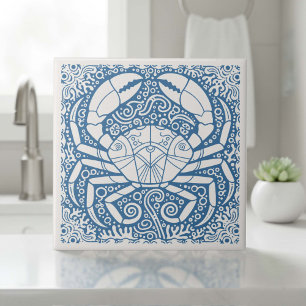 Coastal Life Series Krabbenschaal Blauw D1208 Tegeltje