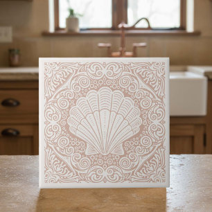Coastal Life Series Scallop Shell Coral D1208 Tegeltje