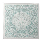 Coastal Life Series Scallop Shell Teal D1208 Tegeltje (Voorkant)