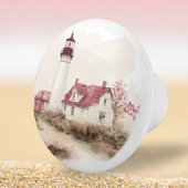 Coastal Lighthouse Beach Seaside Scenery Keramische Knop