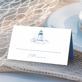 Coastal Lighthouse Blue Toile Wedding