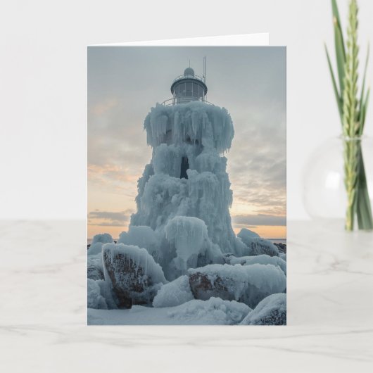 coastal lighthouse in winter kaart (Voorkant)