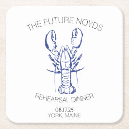 Coastal Lobster Wedding Rehearsal Dinner Sticker Vierkante Kartonnen Onderzetter