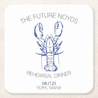 Coastal Lobster Wedding Rehearsal Dinner Sticker Vierkante Kartonnen Onderzetter