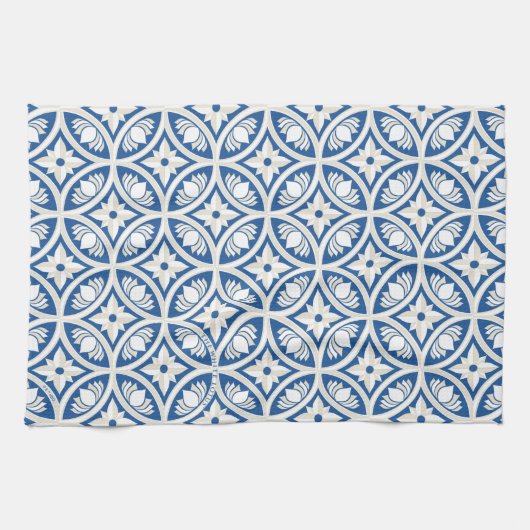 Coastal Lotus Tegel Pattern - De Witte Lotus Theedoek (Horizontaal)