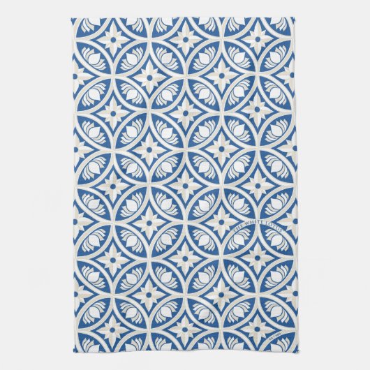 Coastal Lotus Tegel Pattern - De Witte Lotus Theedoek (Verticaal)