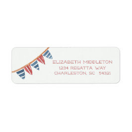 Coastal Nautical Beach Flags Return Address Etiket