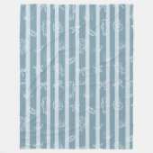 Coastal Nautical Pattern | Blue Sea Shell & Seahor Fleece Deken (Voorkant)