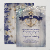 Coastal Nautical Rustic Anker Engagement Party Kaart (Voorkant / Achterkant)