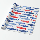 Coastal Nautical Summer Fish Pattern Cadeaupapier (Uitgerold)