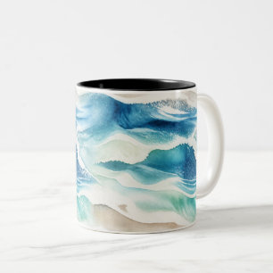 Coastal Ocean Waves Watercolor Mug