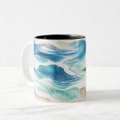 Coastal Ocean Waves Watercolor Mug (Devant gauche)